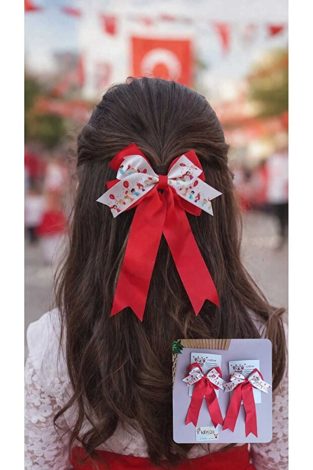April 23Rd Themed Automatic Clip Bow Holiday Brooch (1 Piece)