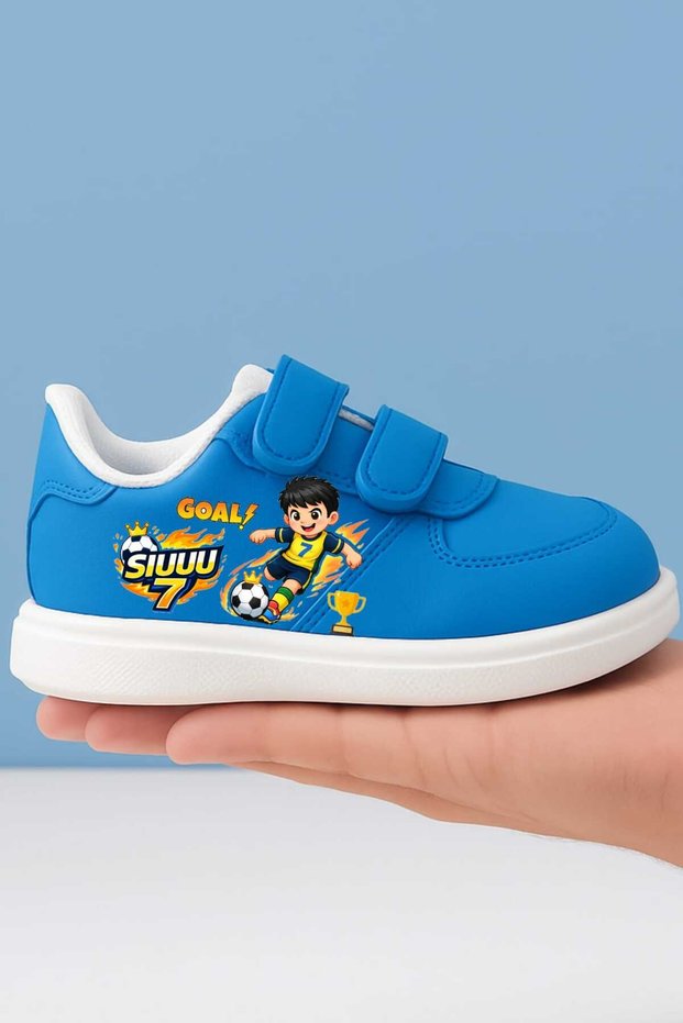 Tsiuuuu Goat 78 Football Printed Boys' Sports Shoes Sneaker with Tape