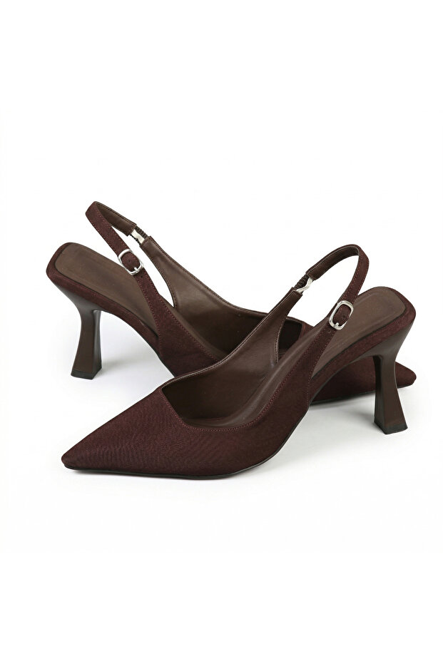 Cc 809 Brown Open Back Women's Heeled Shoes