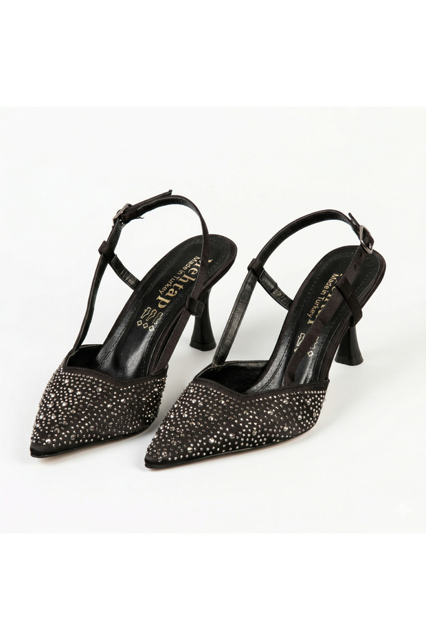 7 cm Stoned Thin Heeled Women's Evening Dress Shoes