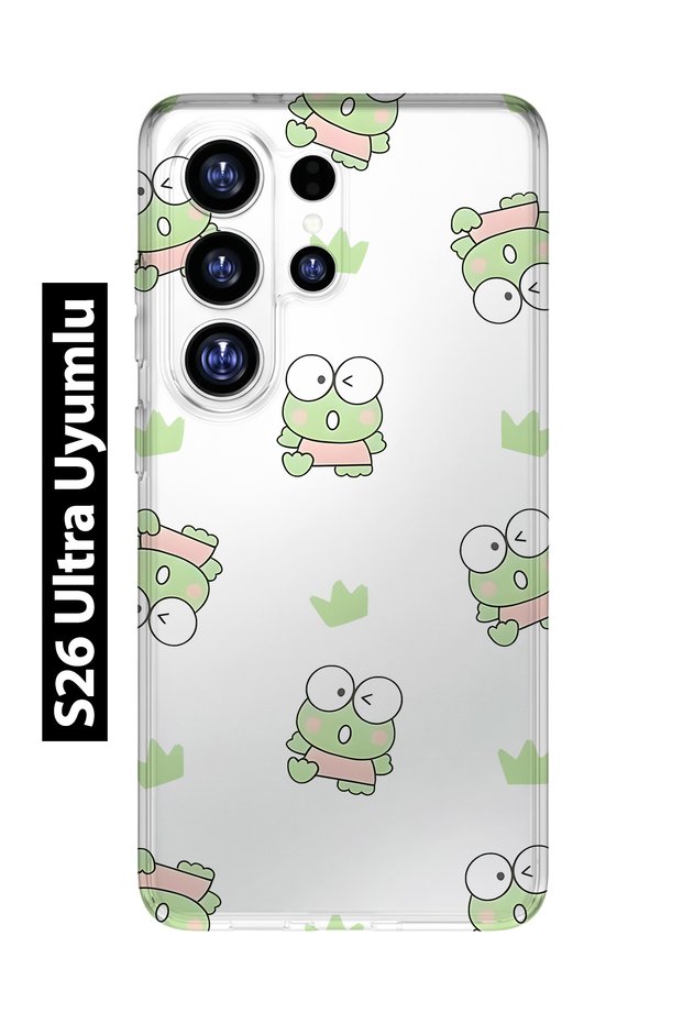 Samsung Galaxy S26 Ultra Compatible Frog Patterned Transparent Phone Case