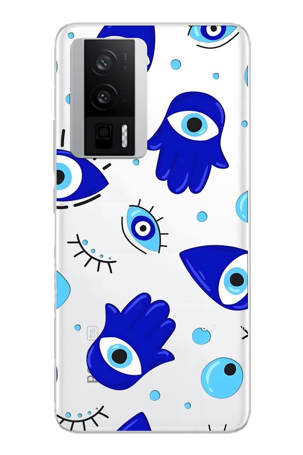 Poco F5 Pro Compatible Hamsa Hand Pattern Transparent Phone Case