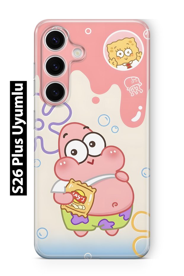 Samsung Galaxy S26 Plus Compatible Patrick Star Patterned Transparent Phone Case