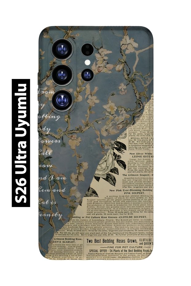 Samsung Galaxy S26 Ultra Compatible Vintage Newspaper Collage Pattern Transparent Phone Case