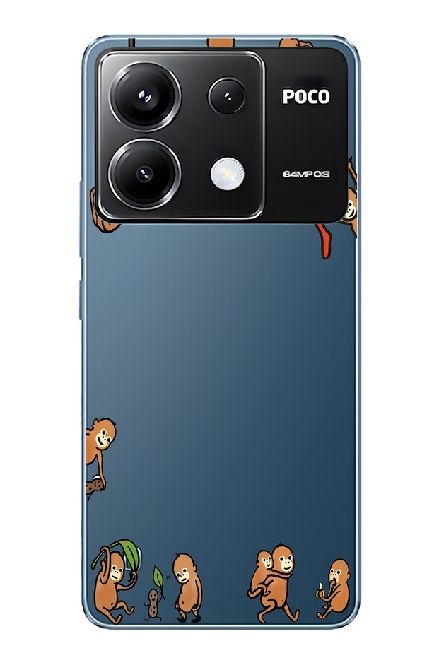 حافظة هاتف شفافة بنمط قرود متوافقة مع Poco X6 Pro