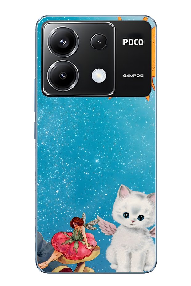 Poco X6 Pro Compatible Sunny Fairy and Angel Cat Pattern Transparent Phone Case