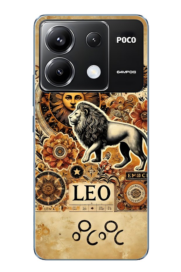 Poco X6 Pro Compatible Lion Sign Patterned Transparent Phone Case