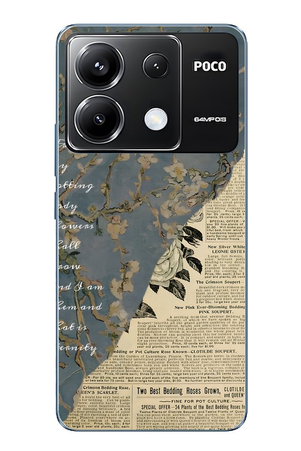 Poco X6 Pro Compatible Vintage Newspaper Collage Pattern Transparent Phone Case