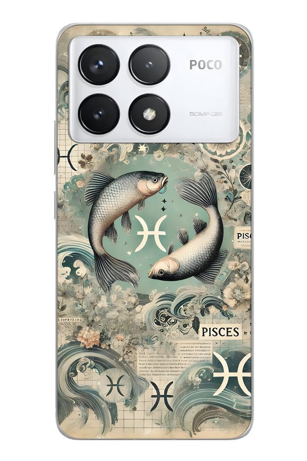 Poco F6 Pro Compatible Pisces Patterned Transparent Phone Case