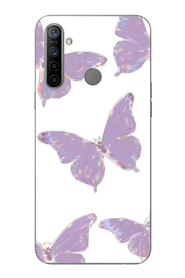 Realme 5I / 6I / C3 Compatible Purple Butterfly Pattern Transparent Phone Case