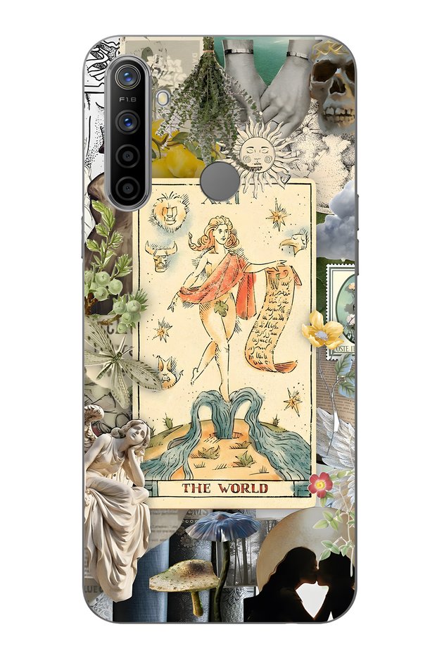 Realme 5I / 6I / C3 Compatible Artistic Tarot Collage Pattern Transparent Phone Case
