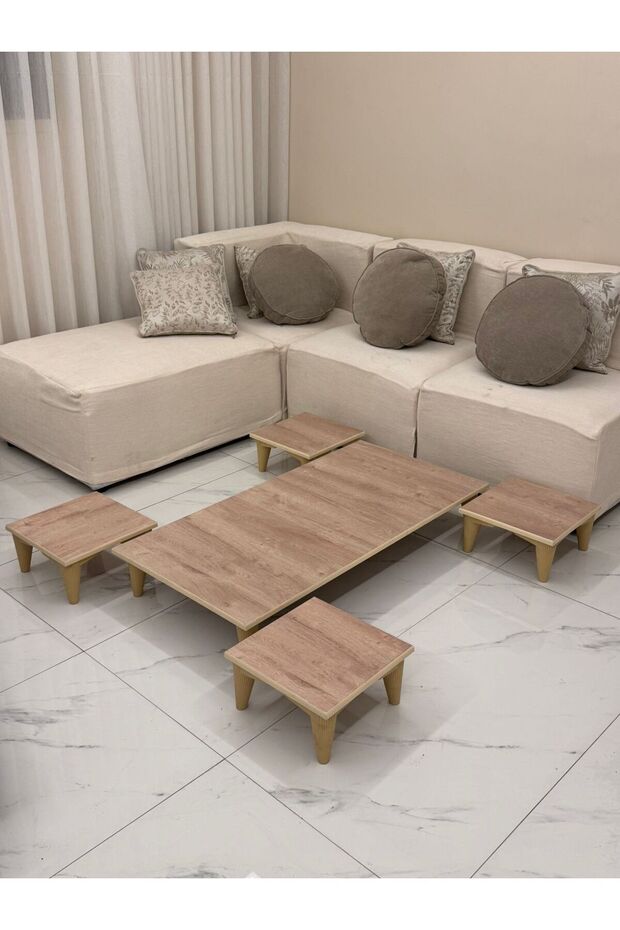 طقم طاولات مستطيل مع 4 خدمة - 1