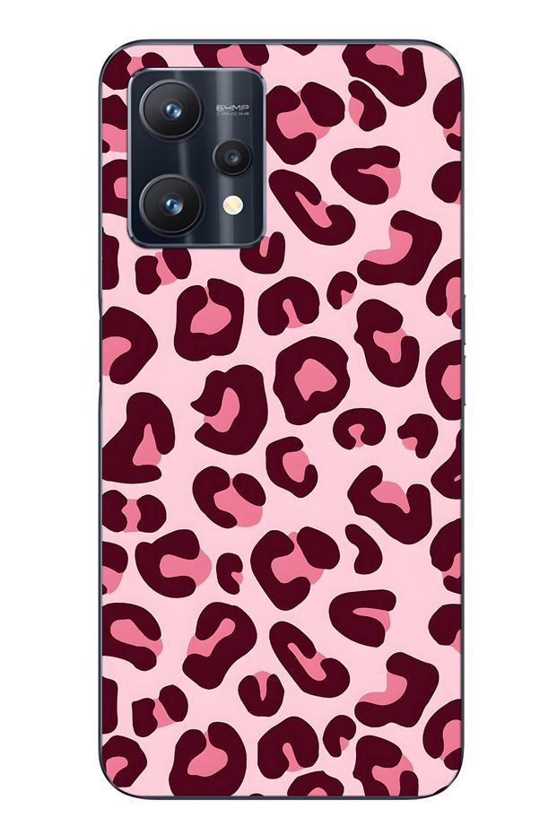 Realme 9 Pro Compatible Pink Leopard Pattern Transparent Phone Case