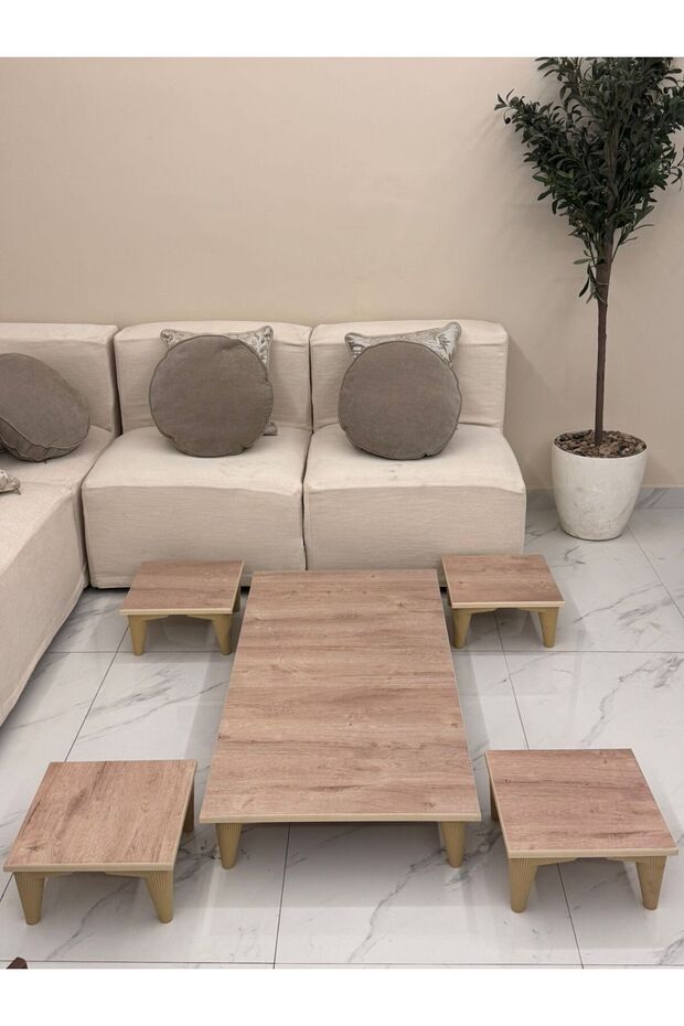 طقم طاولات مستطيل مع 4 خدمة - 2