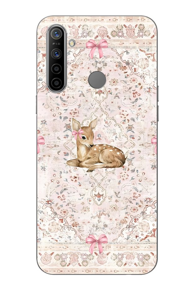 Realme 5I / 6I / C3 Compatible Transparent Phone Case with Deer and Bow Pattern