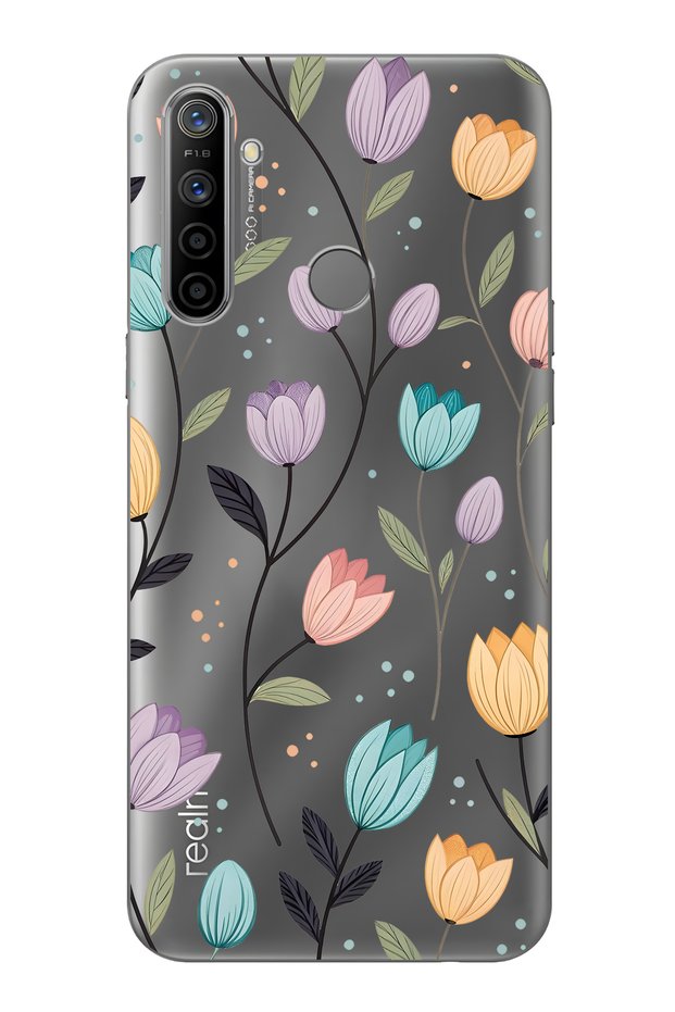 Realme 5I / 6I / C3 Compatible Tulip Flower Pattern Transparent Phone Case