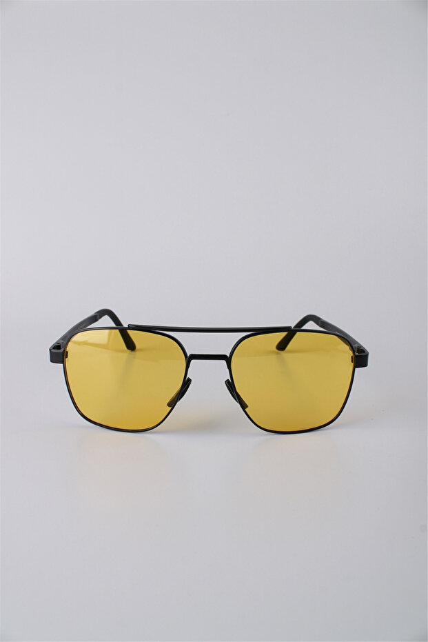 Unisex Black Framed Yellow Lens Drop Sunglasses Gg25Mp6066R01