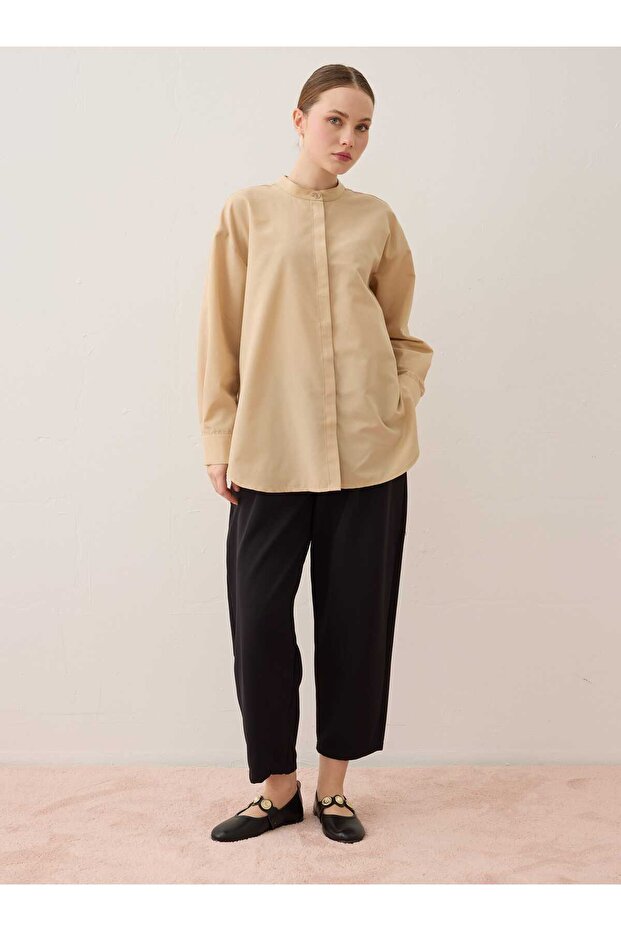 Hakim Yaka Basic Tunic - Beige - - 2