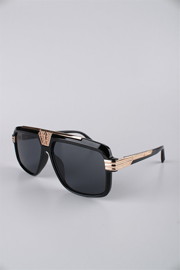 Unisex Black Square Combined Frame Sunglasses Gg25Lv0228R02