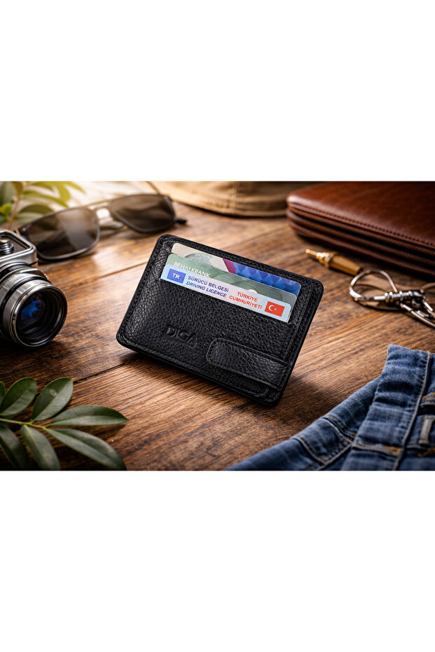 Diga 1002 Genuine Leather Clip-On Men's Card Holder Wallet
