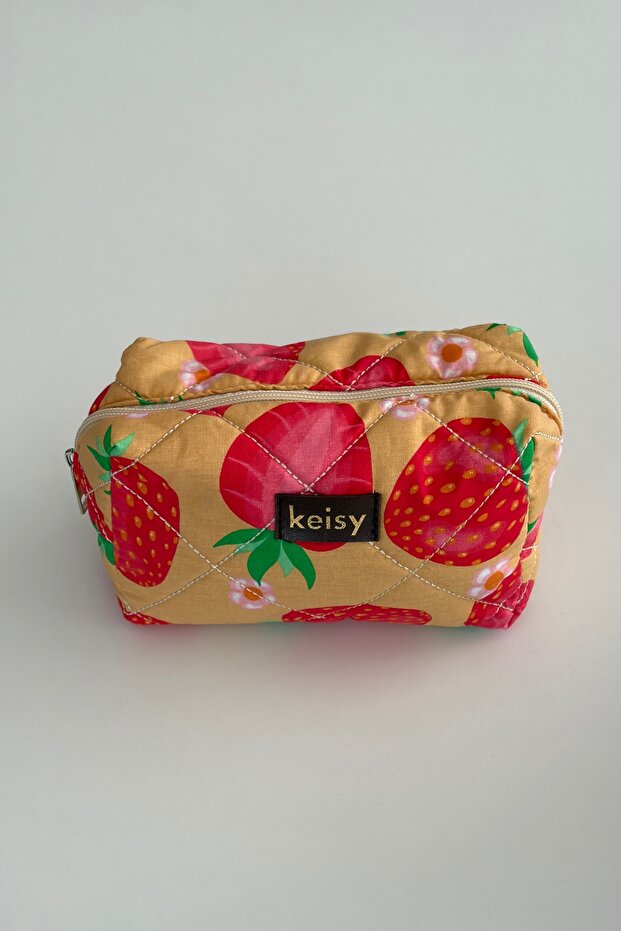 Patterned Puffy Makeup Bag - 1