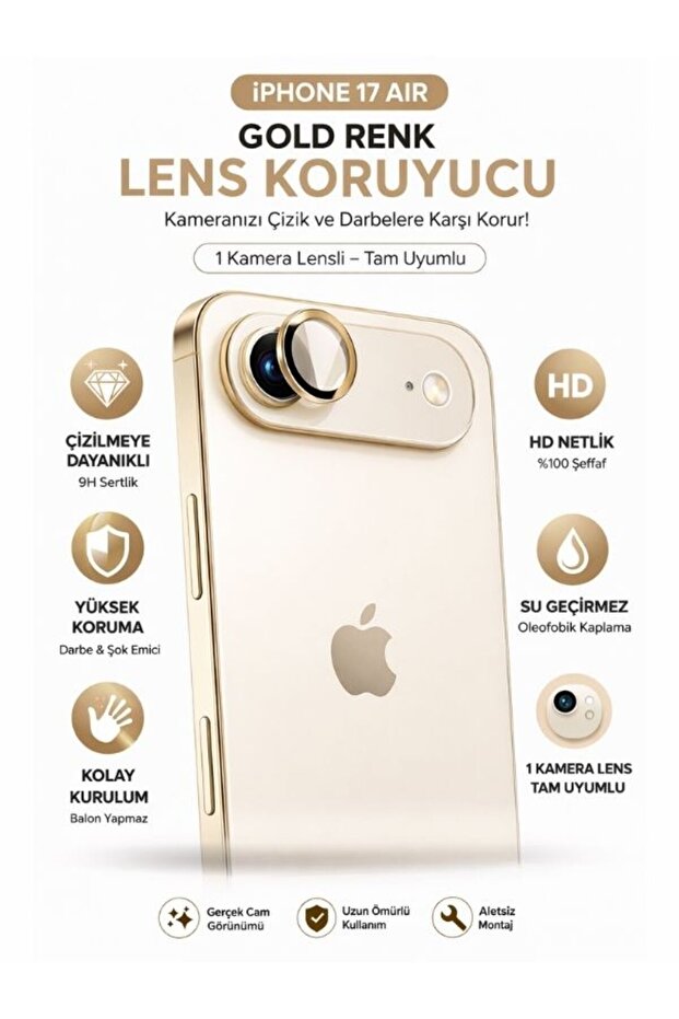 واقي عدسة الكاميرا المعدني من EZAR لهاتف iPhone 17 Air، مضاد للخدوش والصدمات، فاخر
