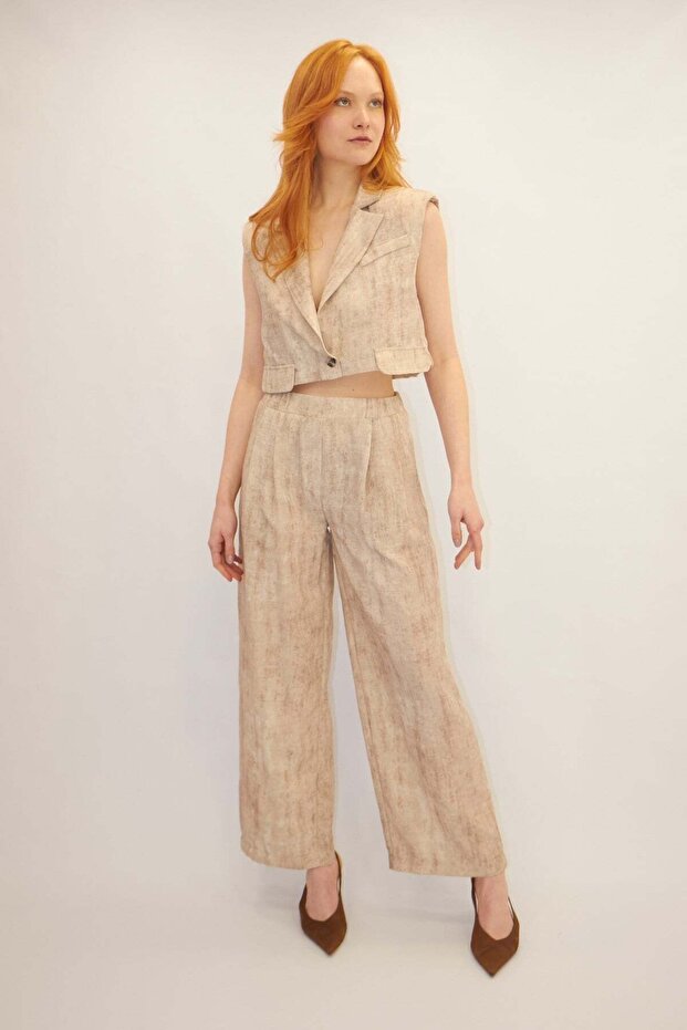 Pocket Detailed Suit Beige