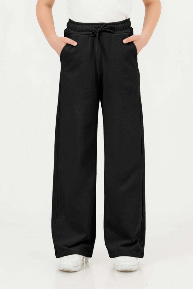 Mojo girls' 9-14 years cotton palazzo sweatpants black