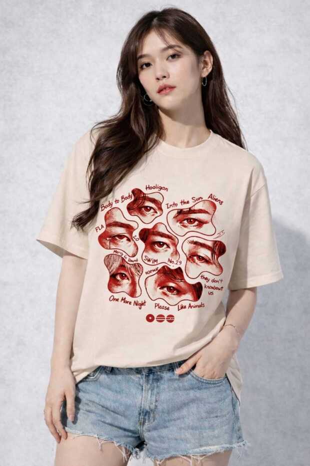 تيشيرت كبير الحجم مطبوع عليه Arirang World Tour BTS