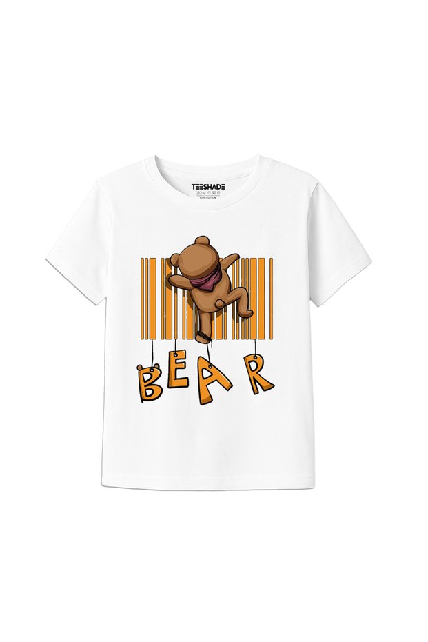 Bear T-Shirt for Unisex Kids – 100% Cotton Multiple Colors – Sizes 0-16 Years