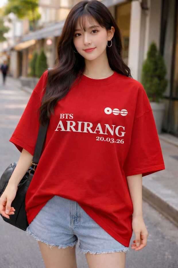 تيشيرت كبير الحجم مطبوع عليه Arirang World Tour BTS
