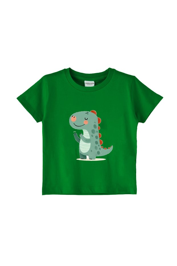 Green Cute Dino T-Shirt for Unisex Kids – 100% Cotton Multiple Colors – Sizes 0-16 Years