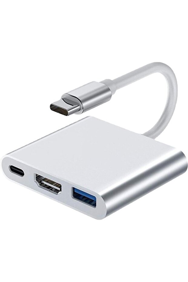 محول USB متعدد الوظائف من النوع C مع شحن بقدرة 100 واط ومخرج HDMI بدقة 4K