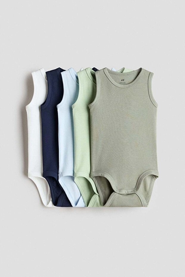5-pack cotton bodysuits - 1