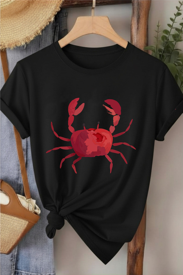Crab Printed Women's Cotton T-Shirt