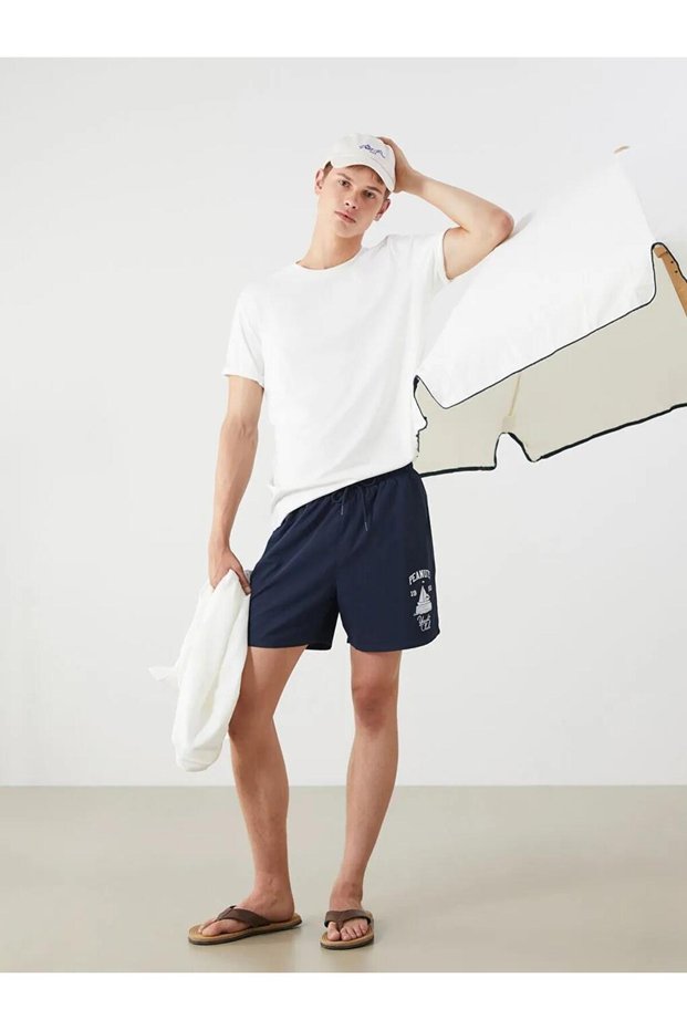 Short Length Snoopy Printed Men's Swim Shorts (S6)