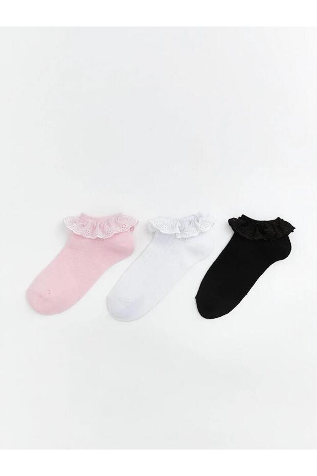 Lace Detailed Girls' Booties Socks 3-Pack (S6)