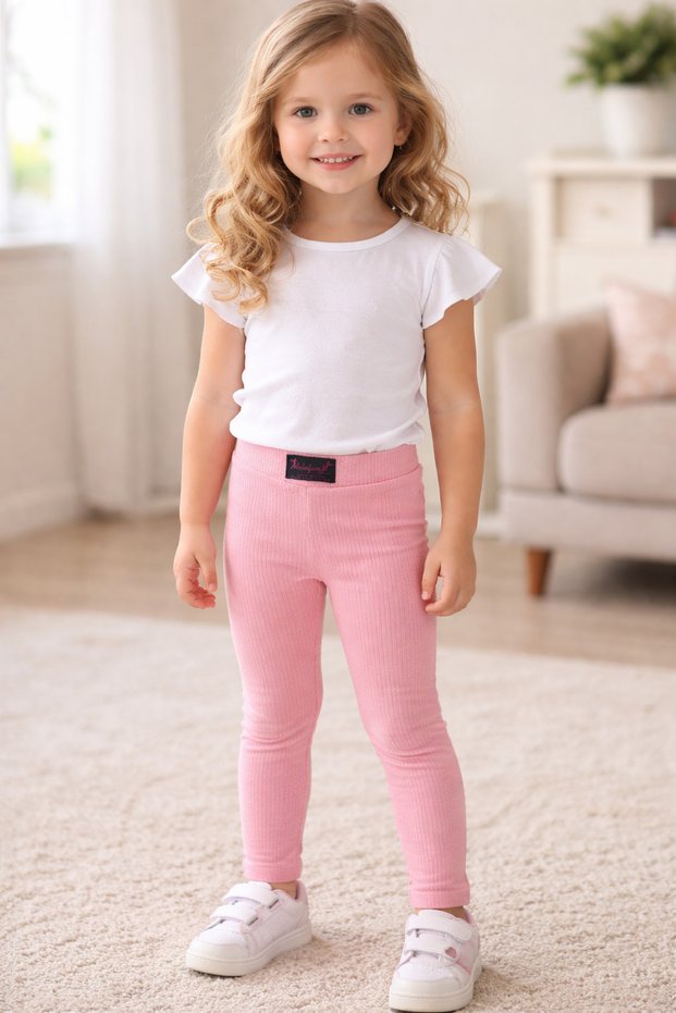 Girls' Ribbed Colored Cotton Tights
