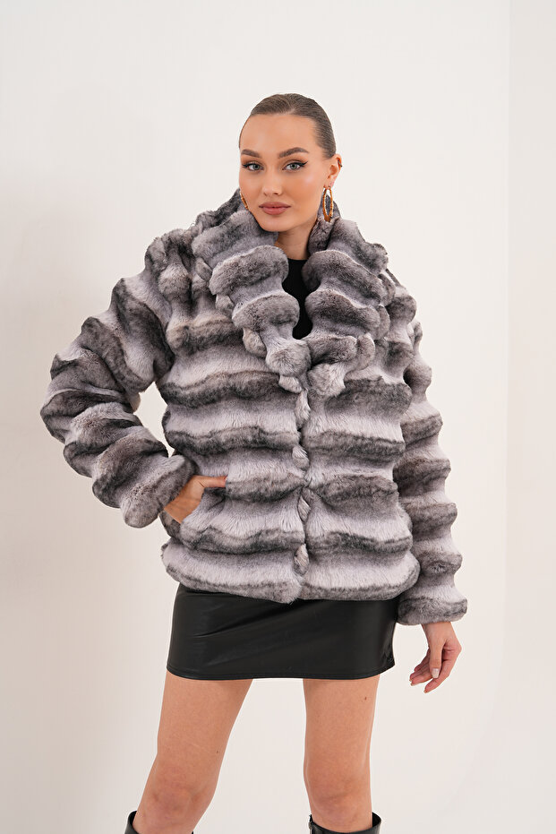 Shawl Collar Patterned Chinese Style Jacket - 7