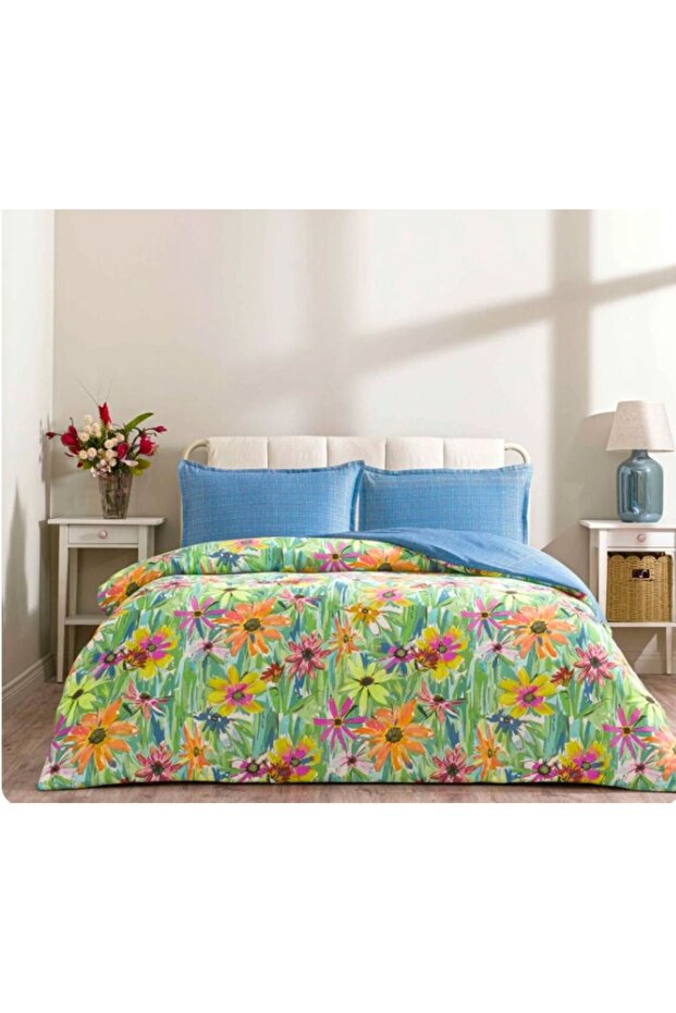 New Season Cotton Seç & Ser Double Duvet Cover Set Lureva Blue