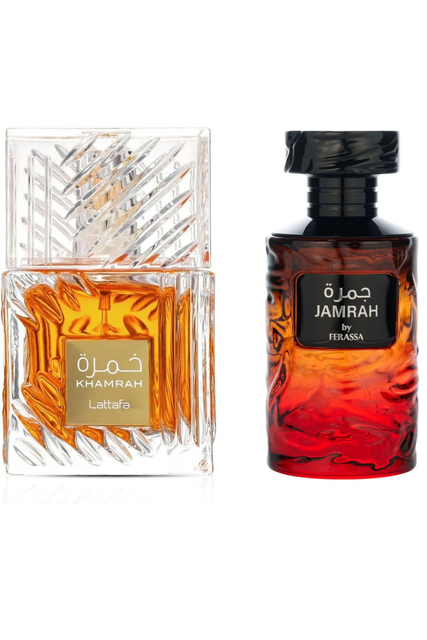 Khamrah + Ferassa Jamrah EDP 100ml Perfume Combo Sweet Spicy Vanilla & Amber Fragrance, Gift Set
