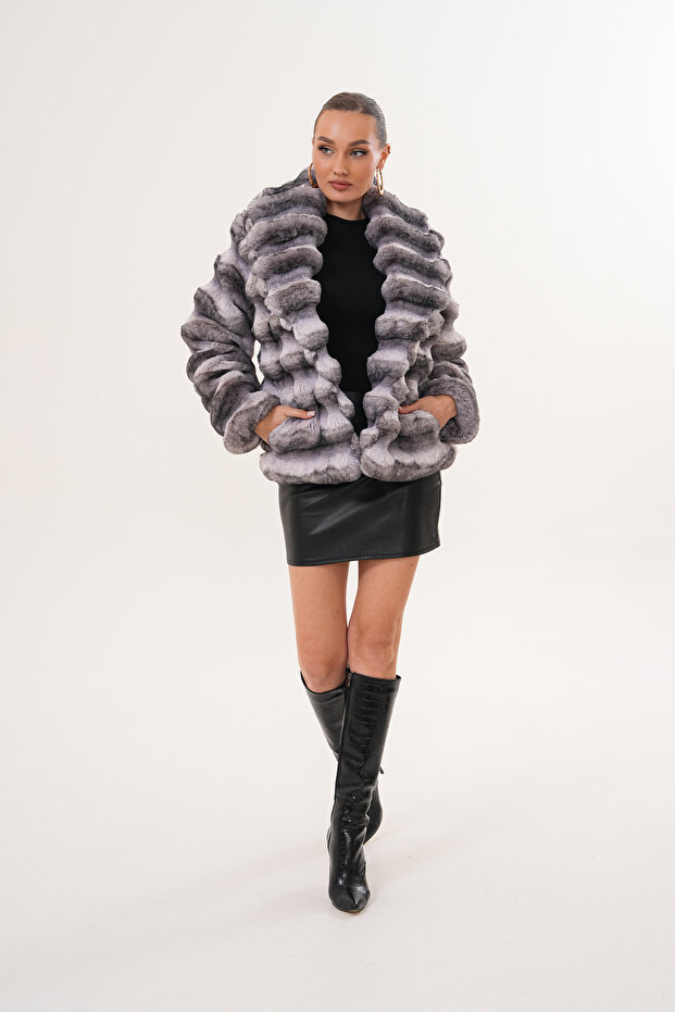 Shawl Collar Patterned Chinese Style Jacket - 2