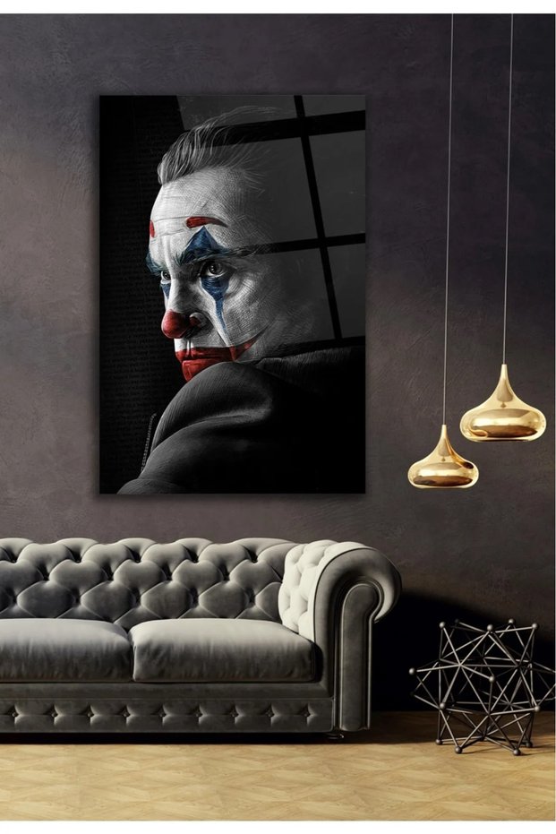 Joker Black Themed Decorative Glass Painting