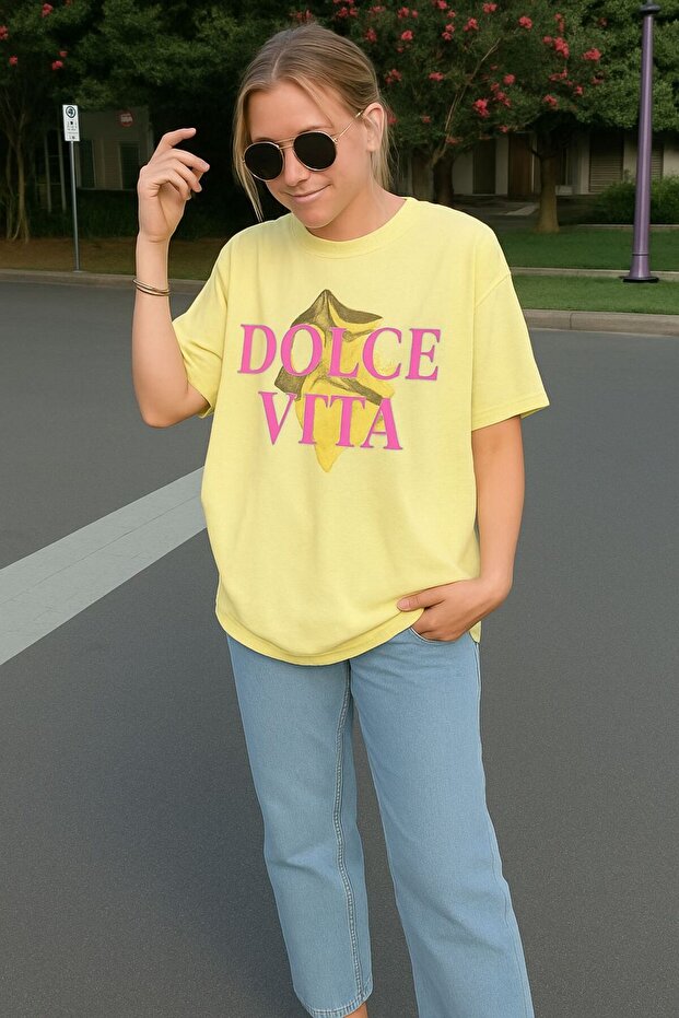 Dolce Vita Printed T-Shirt Oversize Unisex T-Shirt 1Pv5