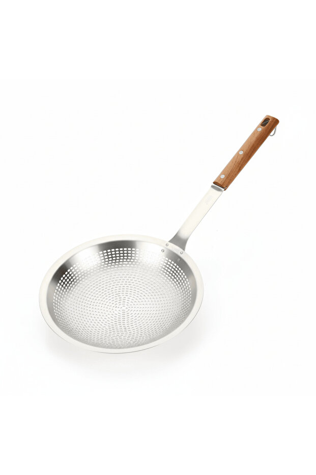 Extra Large Stainless Steel Colander with Wooden Handle – 32 cm Head | 68 cm Long