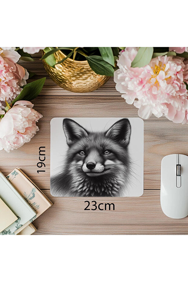 لوحة ماوس على شكل ثعلب عميق من طراز Grafit - مقاس 19 × 23 سم، لوحة ماوس مستطيلة مطبوعة مستوردة مقاس 2 مم