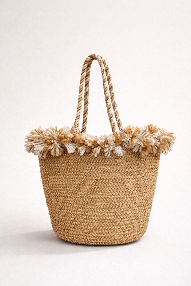 Serena Handmade Straw-Looking Knitted Bag Daily Use Stylish Women's Shoulder Bag