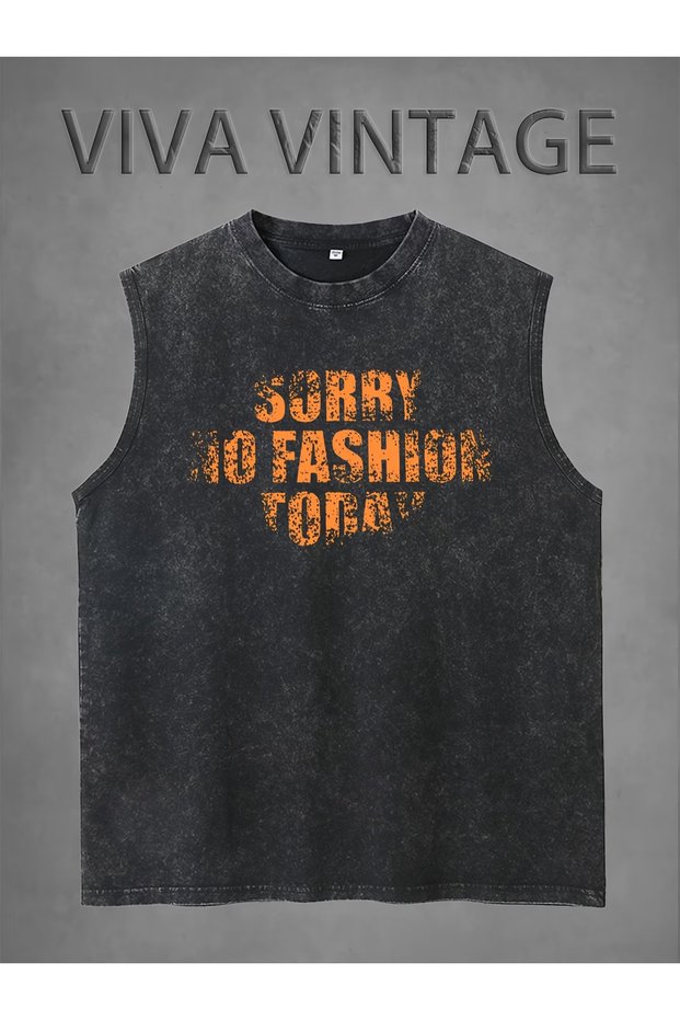 Vintage Acid Wash Boxy Fit Crew Neck Cotton Sleeveless Tank Top
