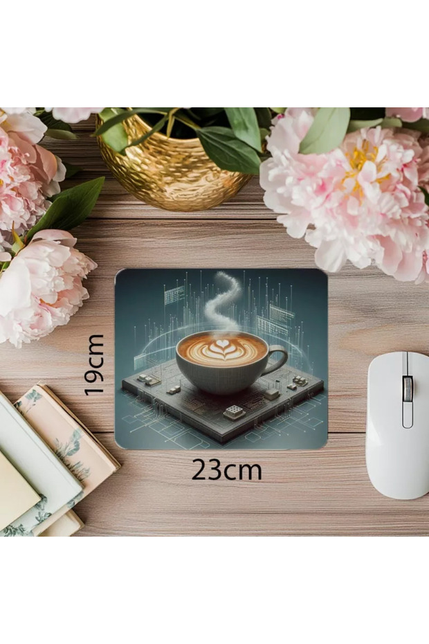 لوحة ماوس على شكل طرف لاتيه آرت - 19 × 23 سم 2 مم مستطيلة مطبوعة مستوردة