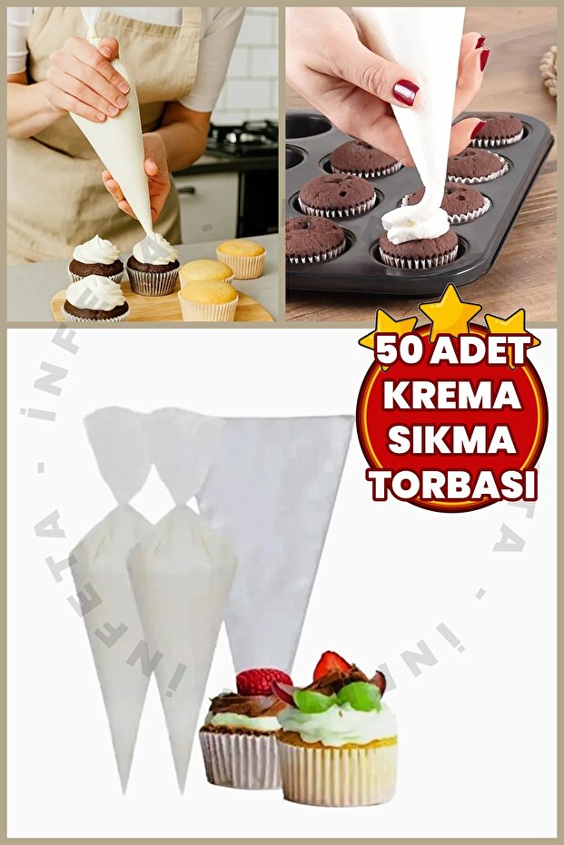 50 Pieces Disposable Cream Squeezing Bags Transparent Whipped Cream Pastry Cookie Decorating Bags 25cm